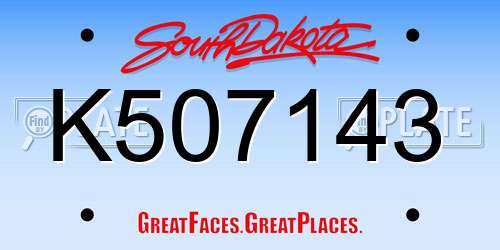 K507143 South Dakota License Plate
