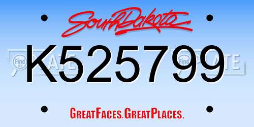 K525799 South Dakota License Plate