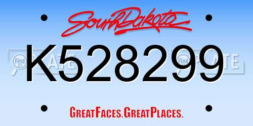 K528299 South Dakota License Plate