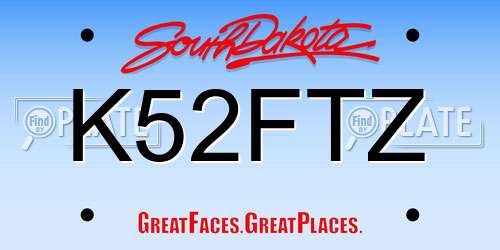 K52FTZ South Dakota License Plate