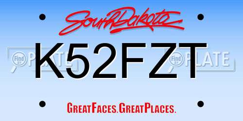 K52FZT South Dakota License Plate