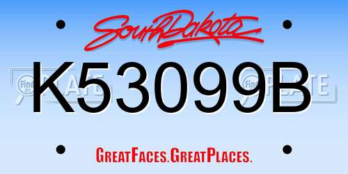 K53099B South Dakota License Plate