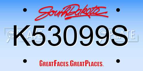 K53099S South Dakota License Plate
