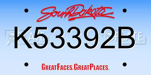 K53392B South Dakota License Plate