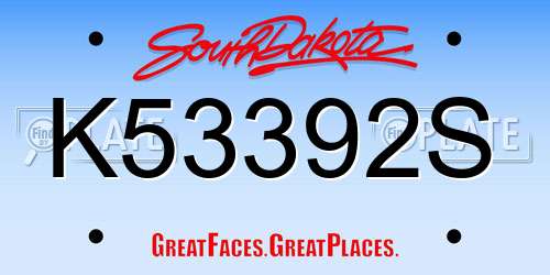 K53392S South Dakota License Plate