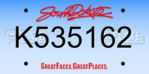K535162 South Dakota License Plate