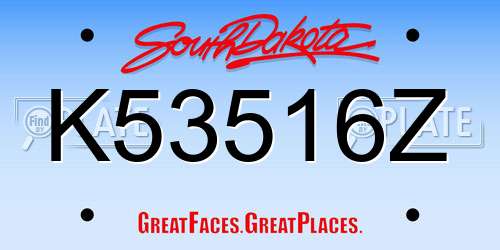 K53516Z South Dakota License Plate