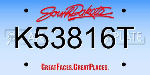 K53816T South Dakota License Plate