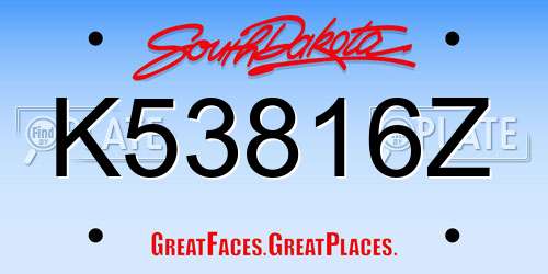 K53816Z South Dakota License Plate