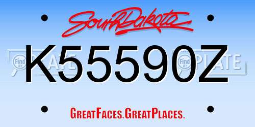 K55590Z South Dakota License Plate