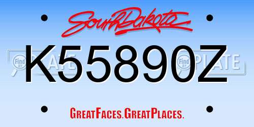 K55890Z South Dakota License Plate