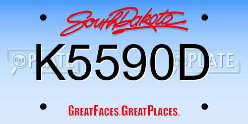 K5590D South Dakota License Plate