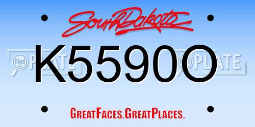 K5590O South Dakota License Plate