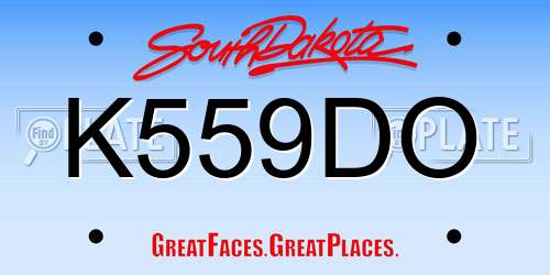 K559DO South Dakota License Plate