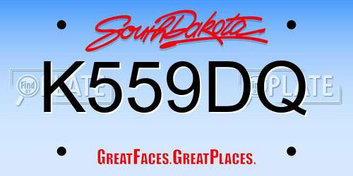 K559DQ South Dakota License Plate