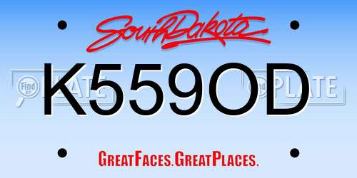 K559OD South Dakota License Plate