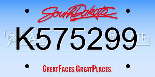 K575299 South Dakota License Plate
