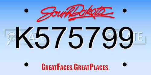 K575799 South Dakota License Plate