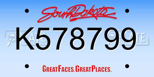K578799 South Dakota License Plate