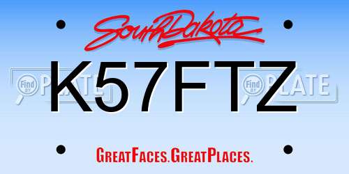 K57FTZ South Dakota License Plate