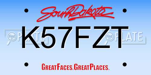 K57FZT South Dakota License Plate