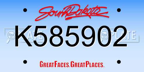 K585902 South Dakota License Plate