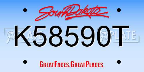 K58590T South Dakota License Plate
