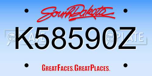 K58590Z South Dakota License Plate