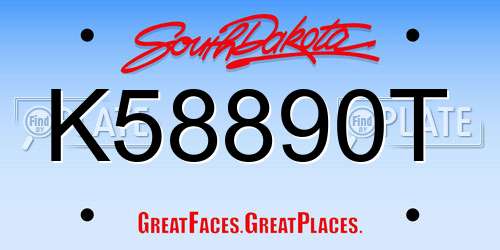 K58890T South Dakota License Plate