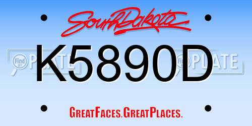 K5890D South Dakota License Plate