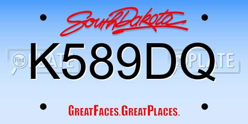 K589DQ South Dakota License Plate