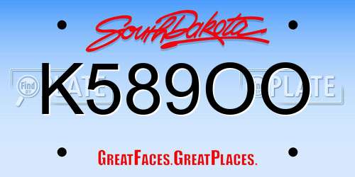 K589OO South Dakota License Plate