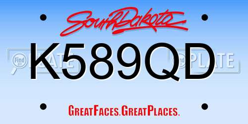 K589QD South Dakota License Plate