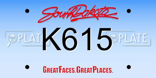 K615 South Dakota License Plate