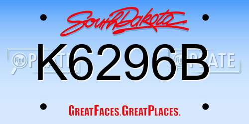 K6296B South Dakota License Plate