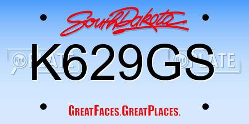 K629GS South Dakota License Plate