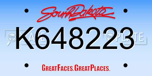 K648223 South Dakota License Plate