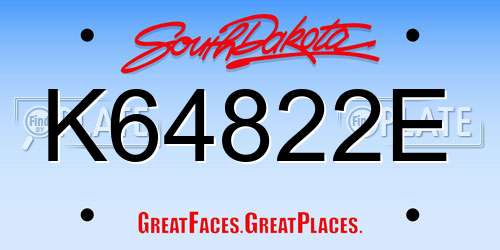 K64822E South Dakota License Plate