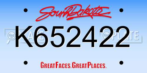 K652422 South Dakota License Plate