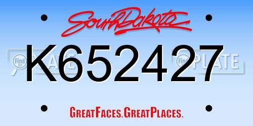 K652427 South Dakota License Plate