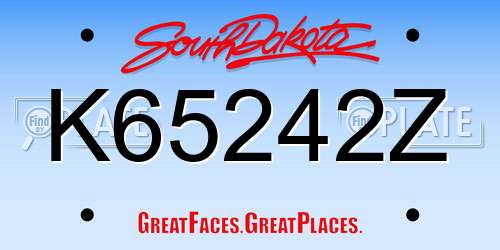 K65242Z South Dakota License Plate