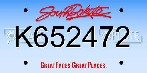 K652472 South Dakota License Plate