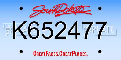 K652477 South Dakota License Plate