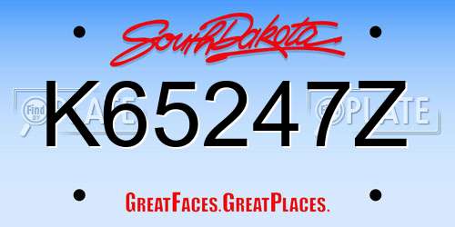 K65247Z South Dakota License Plate