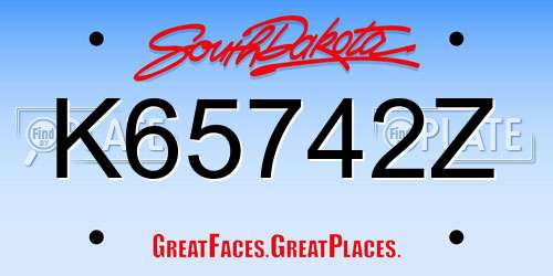 K65742Z South Dakota License Plate