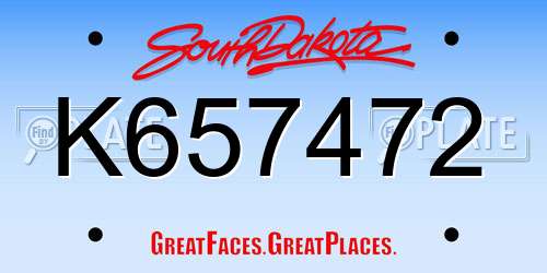 K657472 South Dakota License Plate