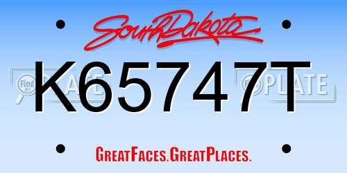 K65747T South Dakota License Plate