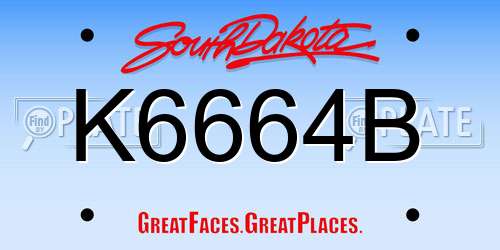 K6664B South Dakota License Plate