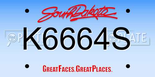 K6664S South Dakota License Plate