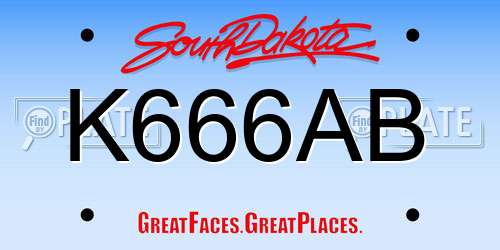 K666AB South Dakota License Plate